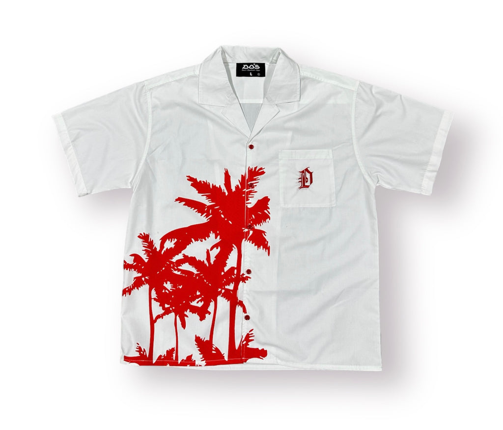 Palm Tree Beach Shirt - White/Red